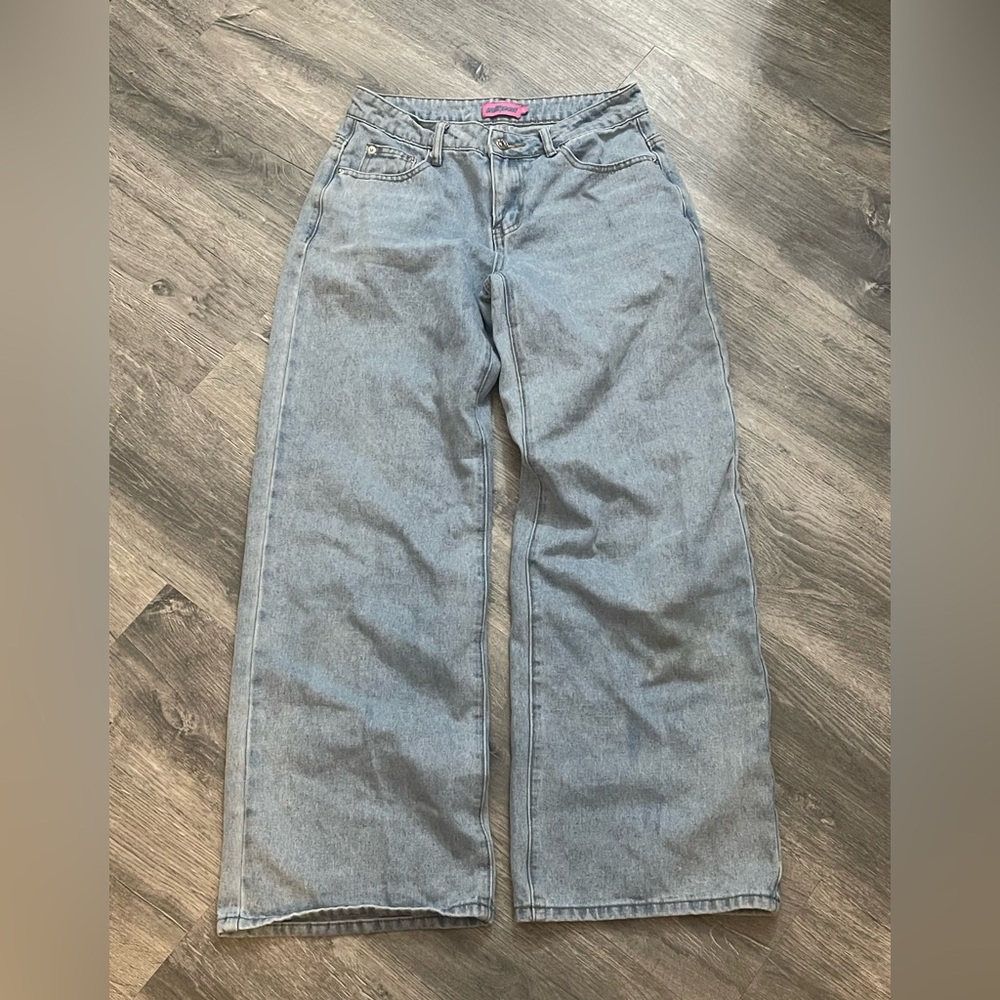 Y2K Edikted Light Blue Wide Leg Denim Jeans size S